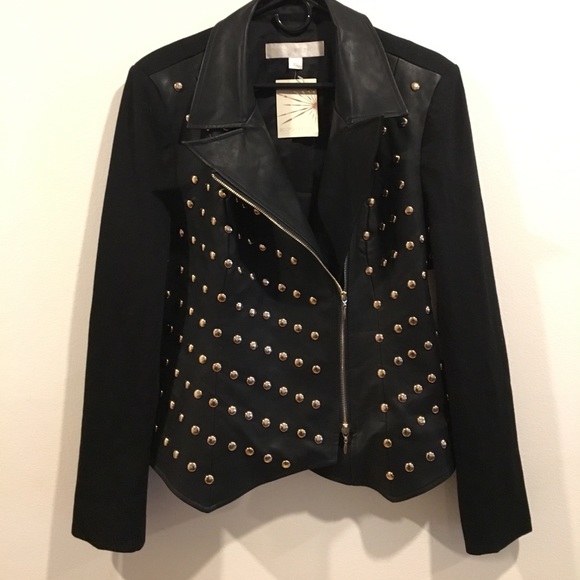 Boston Proper Jackets & Blazers - Studded Faux Leather Moto Jacket